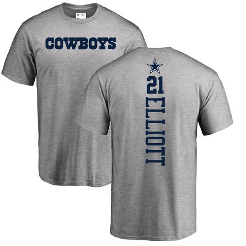 Men Dallas Cowboys Ash Ezekiel Elliott Backer #21 Nike NFL T Shirt->nfl t-shirts->Sports Accessory